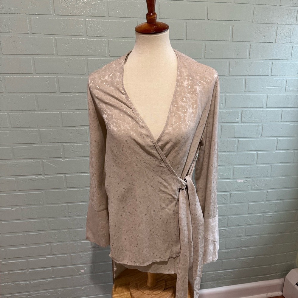 ZARA Beige Wrap Blouse